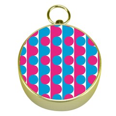 Pink And Bluedots Pattern Gold Compasses by BangZart