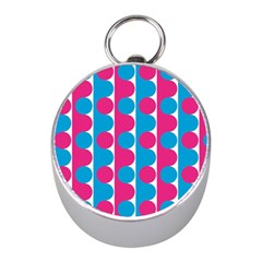 Pink And Bluedots Pattern Mini Silver Compasses