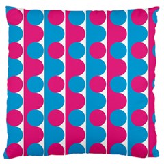 Pink And Bluedots Pattern Large Flano Cushion Case (one Side)