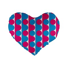 Pink And Bluedots Pattern Standard 16  Premium Flano Heart Shape Cushions