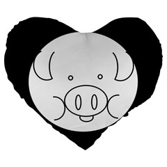 Pig Logo Large 19  Premium Flano Heart Shape Cushions