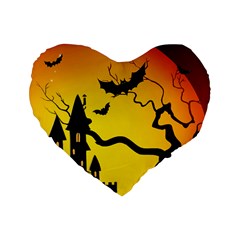 Halloween Night Terrors Standard 16  Premium Heart Shape Cushions by BangZart