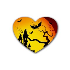 Halloween Night Terrors Rubber Coaster (heart)  by BangZart