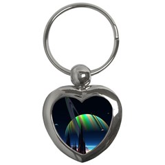 Planets In Space Stars Key Chains (heart)  by BangZart