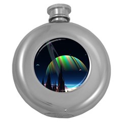 Planets In Space Stars Round Hip Flask (5 Oz) by BangZart