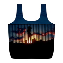 Art Sunset Anime Afternoon Full Print Recycle Bags (l) 