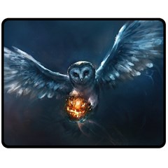 Owl And Fire Ball Double Sided Fleece Blanket (medium) 