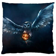 Owl And Fire Ball Large Flano Cushion Case (one Side)