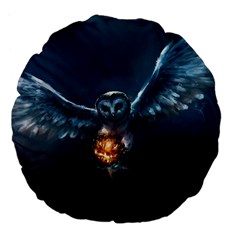 Owl And Fire Ball Large 18  Premium Flano Round Cushions