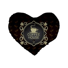 Coffee House Standard 16  Premium Flano Heart Shape Cushions