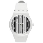 Barcode Pattern Round Plastic Sport Watch (M) Front