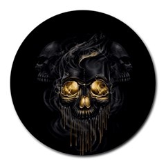 Art Fiction Black Skeletons Skull Smoke Round Mousepads