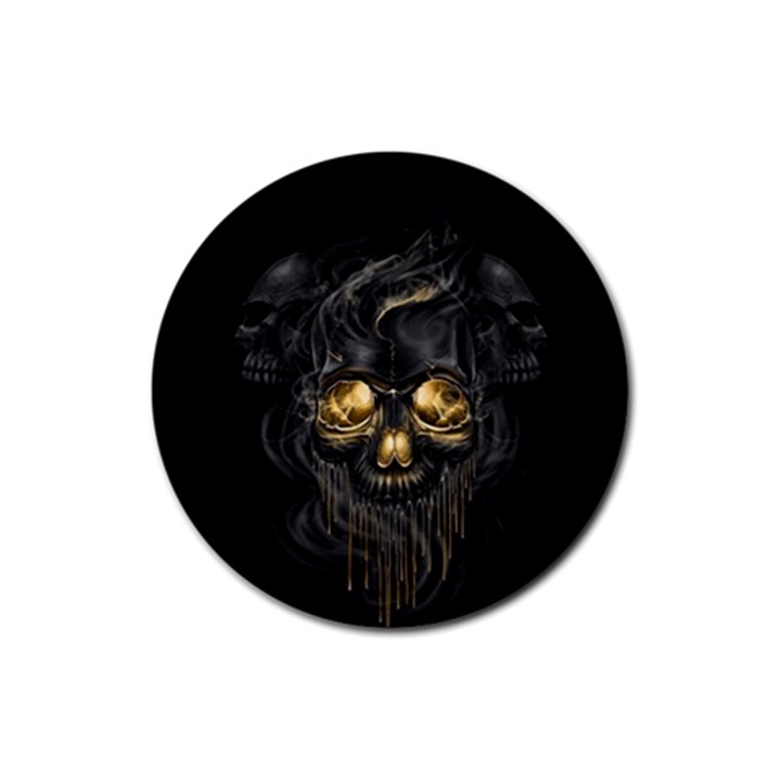 Art Fiction Black Skeletons Skull Smoke Rubber Coaster (Round) 