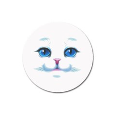 Cute White Cat Blue Eyes Face Magnet 3  (round) by BangZart