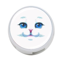 Cute White Cat Blue Eyes Face 4-port Usb Hub (one Side) by BangZart