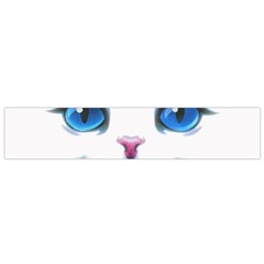 Cute White Cat Blue Eyes Face Flano Scarf (small)