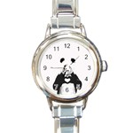 Panda Love Heart Round Italian Charm Watch Front