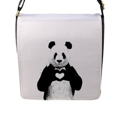 Panda Love Heart Flap Messenger Bag (l) 