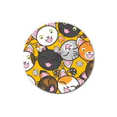 Cats Cute Kitty Kitties Kitten Magnet 3  (round) by BangZart