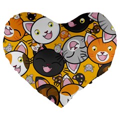 Cats Cute Kitty Kitties Kitten Large 19  Premium Flano Heart Shape Cushions