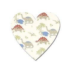 Dinosaur Art Pattern Heart Magnet by BangZart