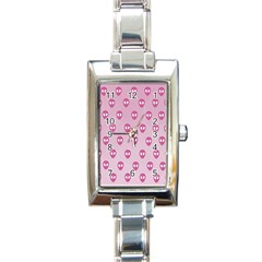 Alien Pattern Pink Rectangle Italian Charm Watch by BangZart