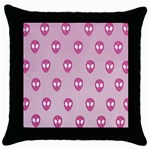 Alien Pattern Pink Throw Pillow Case (Black) Front