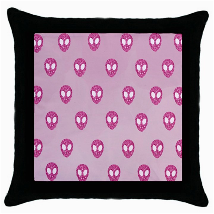 Alien Pattern Pink Throw Pillow Case (Black)