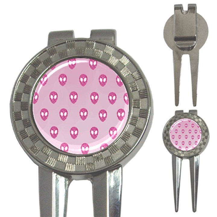 Alien Pattern Pink 3-in-1 Golf Divots