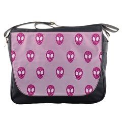 Alien Pattern Pink Messenger Bags by BangZart