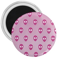 Alien Pattern Pink 3  Magnets by BangZart