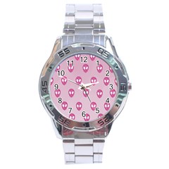 Alien Pattern Pink Stainless Steel Analogue Watch