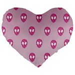 Alien Pattern Pink Large 19  Premium Heart Shape Cushions Front
