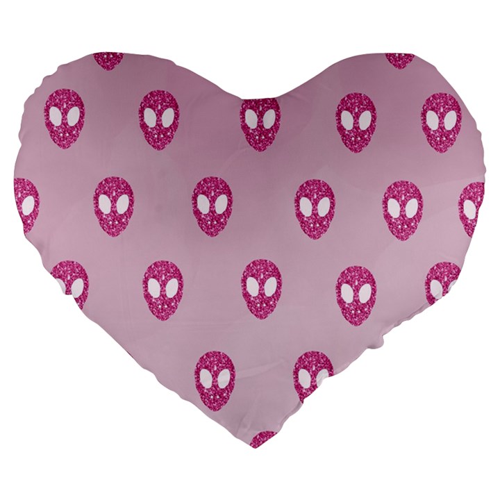Alien Pattern Pink Large 19  Premium Heart Shape Cushions