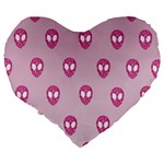 Alien Pattern Pink Large 19  Premium Heart Shape Cushions Back