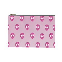 Alien Pattern Pink Cosmetic Bag (large) 