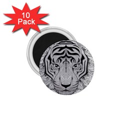 Tiger Head 1 75  Magnets (10 Pack)  by BangZart