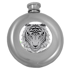 Tiger Head Round Hip Flask (5 Oz) by BangZart