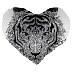 Tiger Head Large 19  Premium Heart Shape Cushions