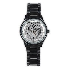 Tiger Head Stainless Steel Round Watch