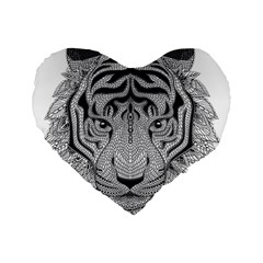 Tiger Head Standard 16  Premium Flano Heart Shape Cushions