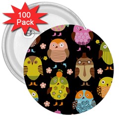 Cute Owls Pattern 3  Buttons (100 Pack)  by BangZart