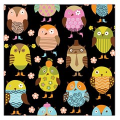 Cute Owls Pattern Large Satin Scarf (square)