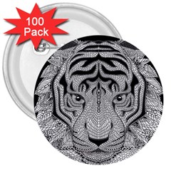 Tiger Head 3  Buttons (100 Pack)  by BangZart