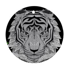 Tiger Head Round Ornament (two Sides) by BangZart