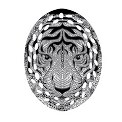 Tiger Head Ornament (oval Filigree) by BangZart