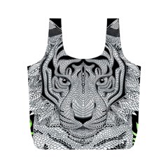 Tiger Head Full Print Recycle Bags (m)  by BangZart