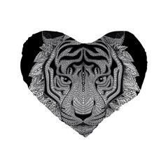 Tiger Head Standard 16  Premium Flano Heart Shape Cushions by BangZart