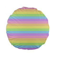 Cute Pastel Rainbow Stripes Standard 15  Premium Flano Round Cushions by BangZart