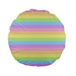 Cute Pastel Rainbow Stripes Standard 15  Premium Flano Round Cushions Back